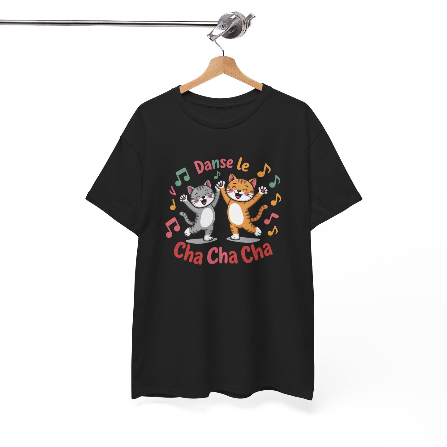 Tee Shirt Danse le Cha Cha Cha – Chats Danse Musique Humour – T-shirt Chat Mignon Blanc Gris Noir