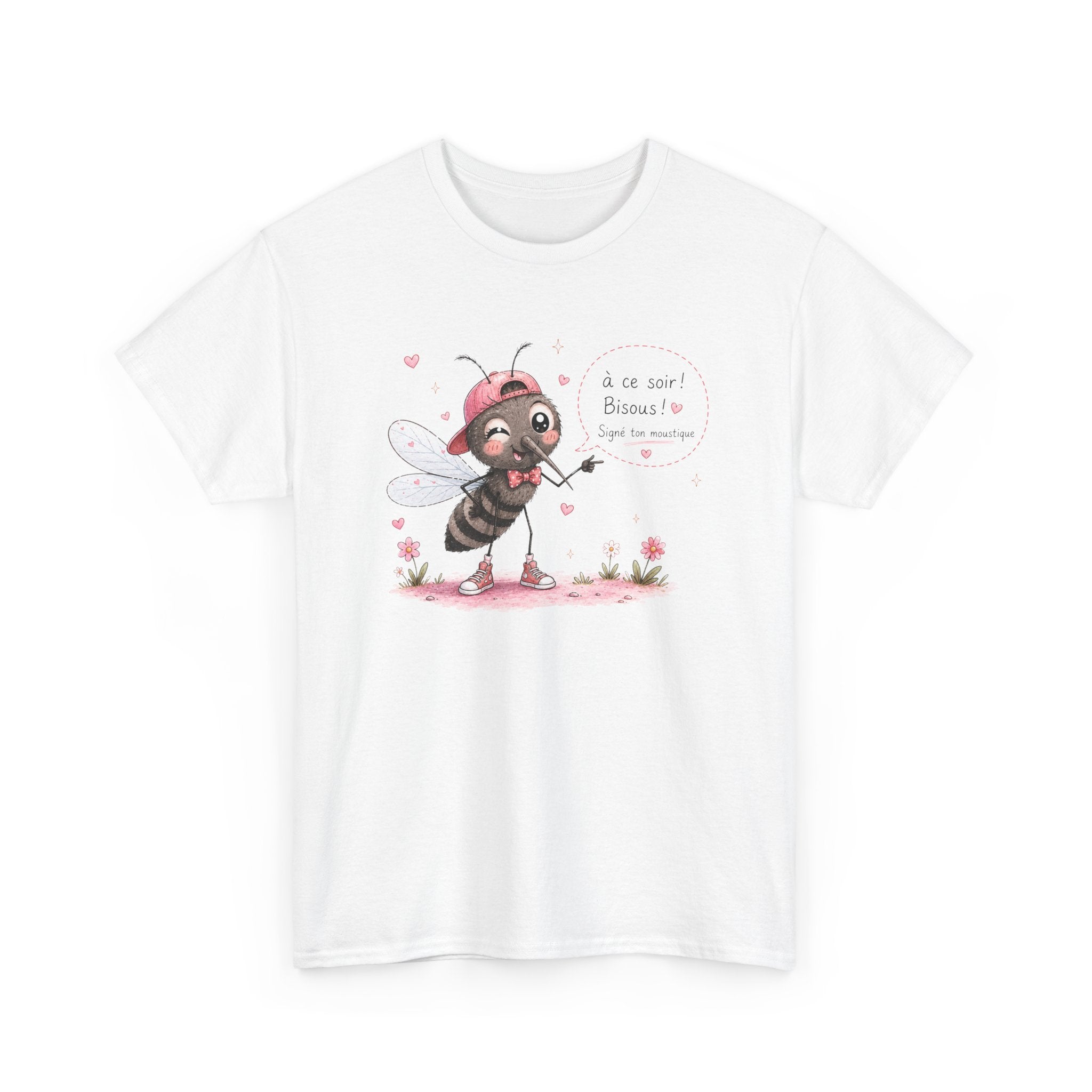 Tee-Shirt Humour À Ce Soir Bisous Signé Ton Moustique – Cadeau Drôle Homme Femme – Design Original