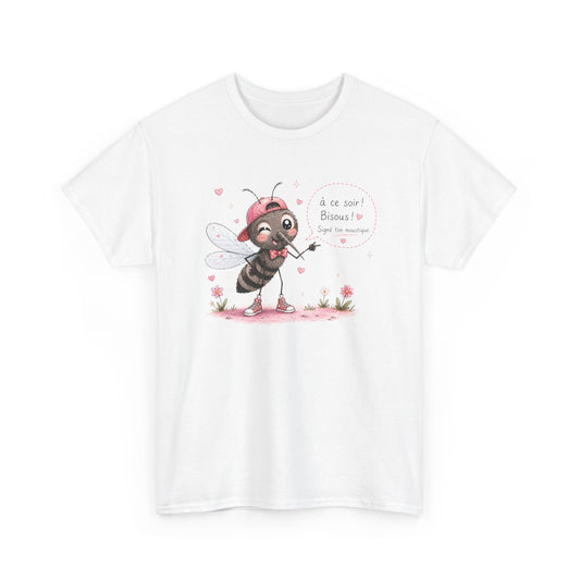 Tee-Shirt Humour À Ce Soir Bisous Signé Ton Moustique – Cadeau Drôle Homme Femme – Design Original