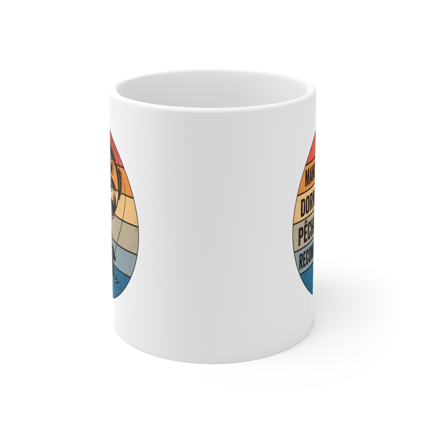 Mug Pêche Vintage – Tasse Pêcheur avec Poisson – Cadeau Homme Passionné de Canne et Loisirs en Plein Air – 325 ml