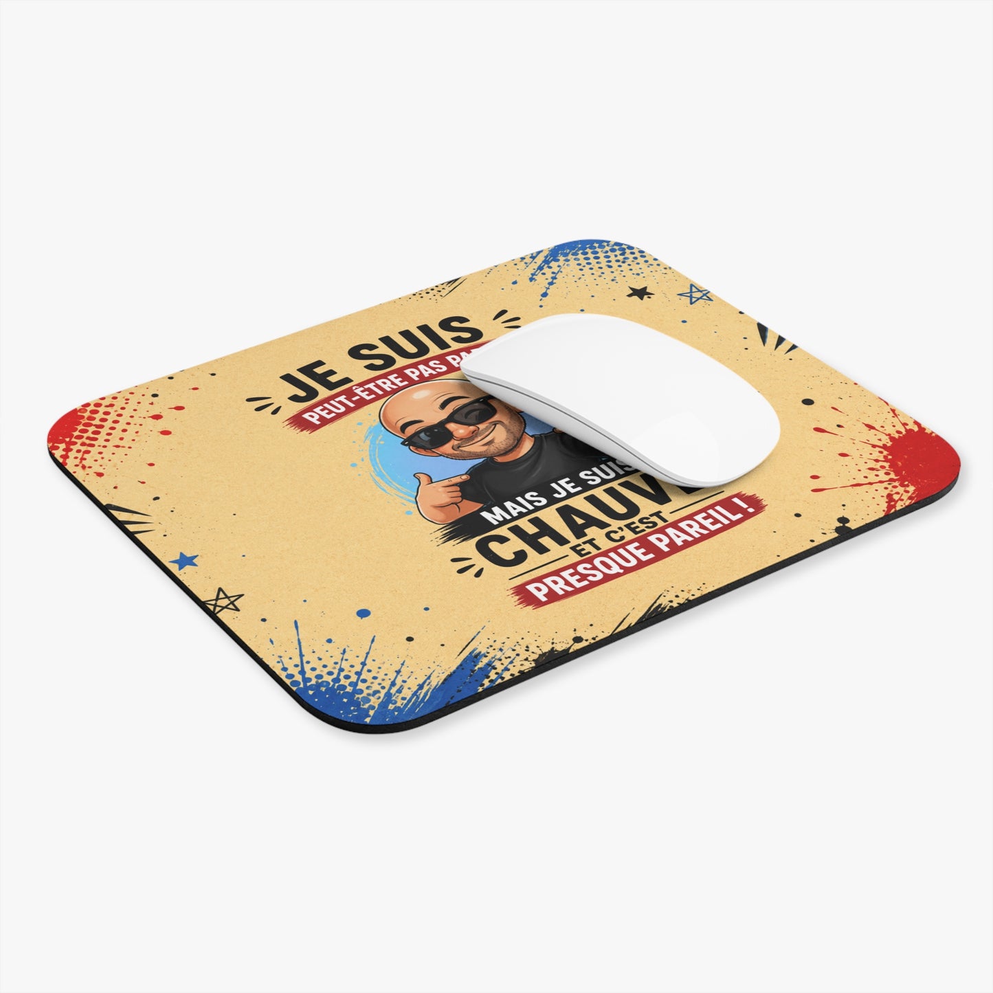Tapis de Souris 22x18cm Je Suis Peut-Être Pas Parfait Mais Je Suis Chauve – Cadeau Humour Homme Chauve