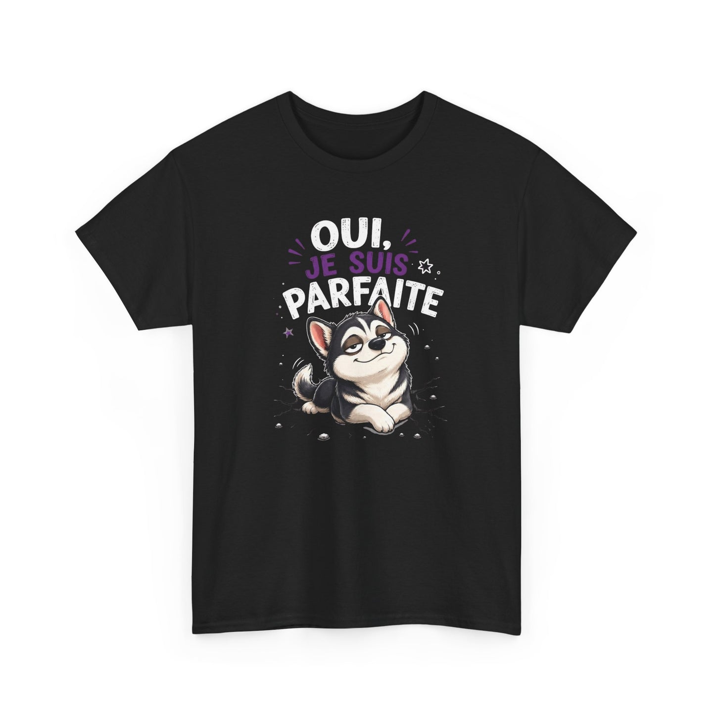 Tee-Shirt Femme Humour Chien Husky – Idée Cadeau Drôle Original Femme – Vêtement Humoristique Amoureuse des Chiens Anniversaire