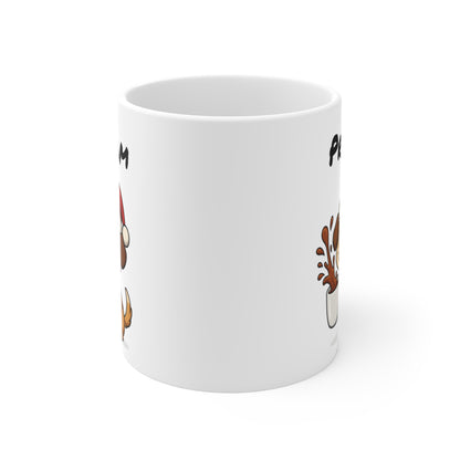 Tasse Personnalisable Chiot Noël – Mug Prénom Céramique 325ml – Cadeau Fêtes Mignon Original