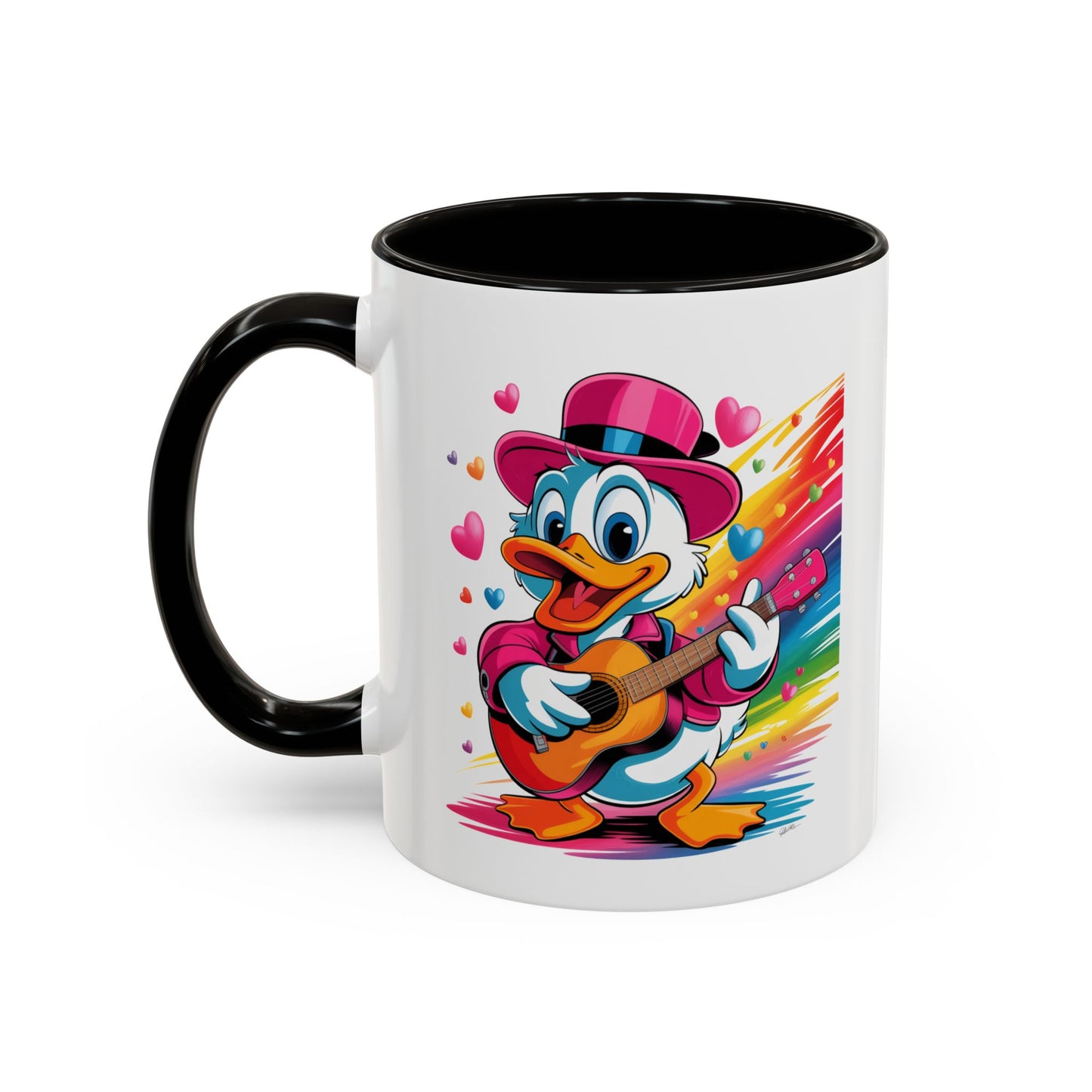 Mug Canard Musicien – Tasse Design Fun avec Guitare et Couleurs Arc-en-ciel – Cadeau Original 325ml