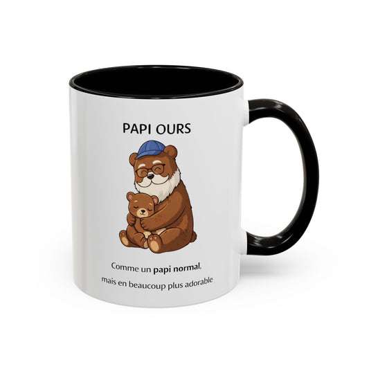 Tasse Papi Ours 325ml – Mug Céramique Cadeau Grand-Père Animal Mignon Famille Idée Originale