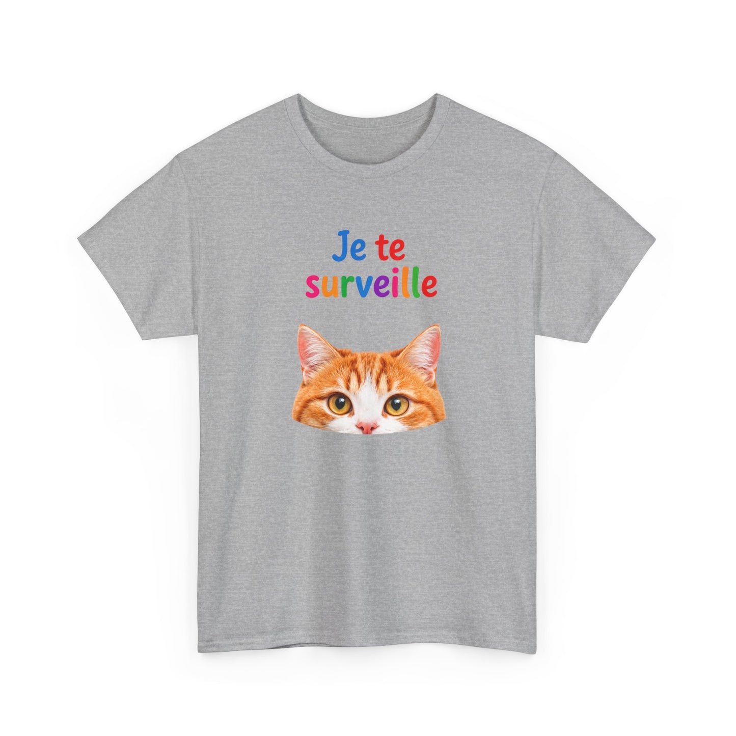 T-Shirt Chat Humoristique Je Te Surveille – Tee Shirt Chat Mignon Couleurs – Cadeau Amoureux des Chats