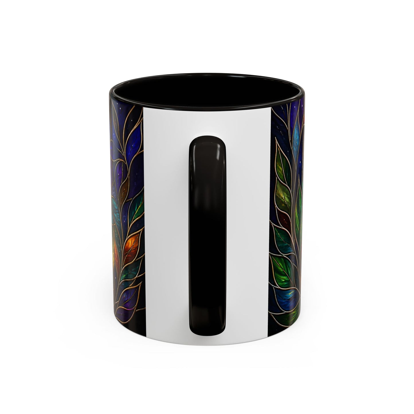 Tasse Chat Noir Style Vitrail – Mug Artistique Multicolore avec Lune et Chat Mystique – Céramique 325ml
