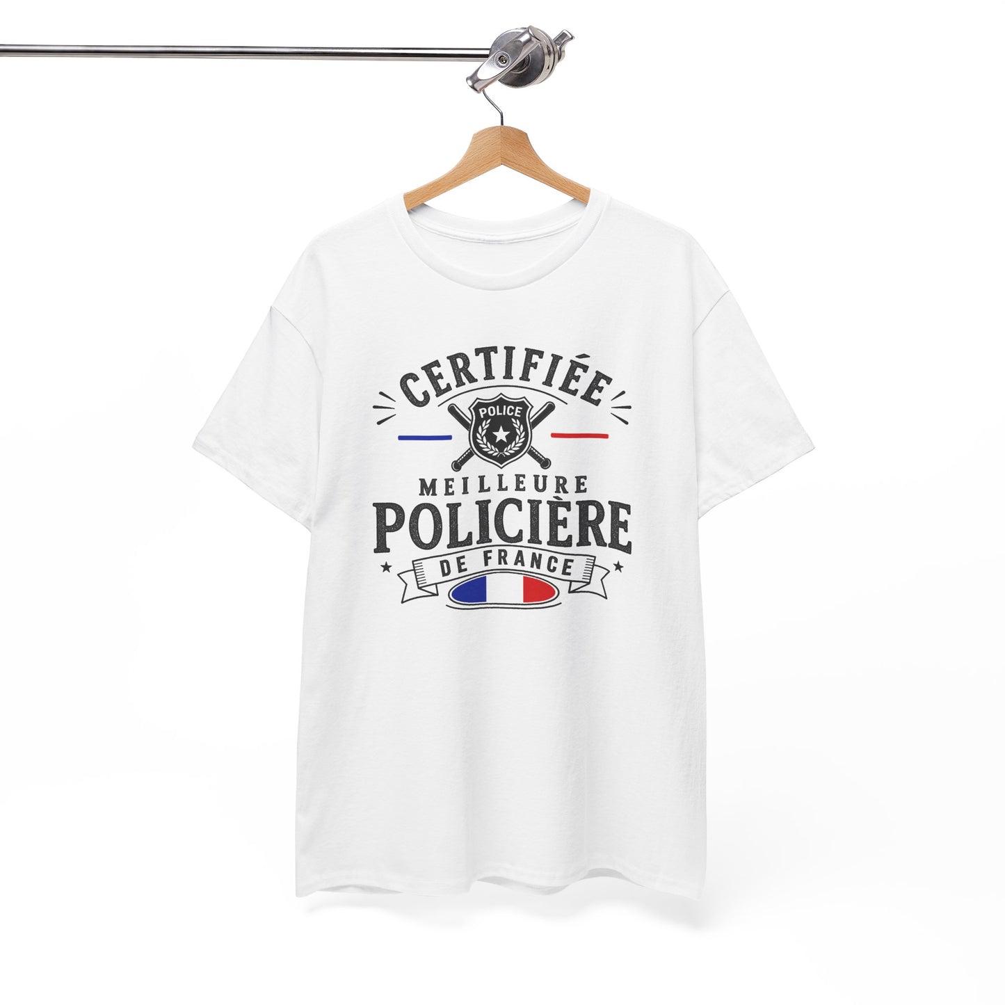 Tee Shirt Policière Femme – Certifiée Meilleure Policière de France – T-Shirt Métier Police Cadeau Original Femme