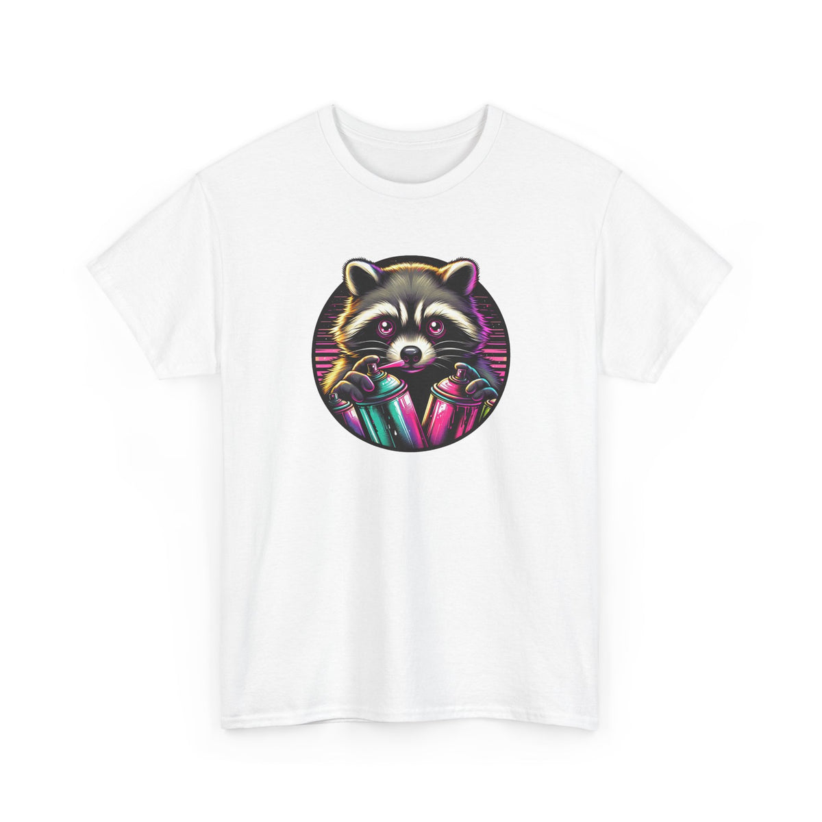 Tee Shirt Raton Laveur Graffiti Homme Femme – T-Shirt Animal Street Art Bombes de Peinture – Design Urbain Coloré
