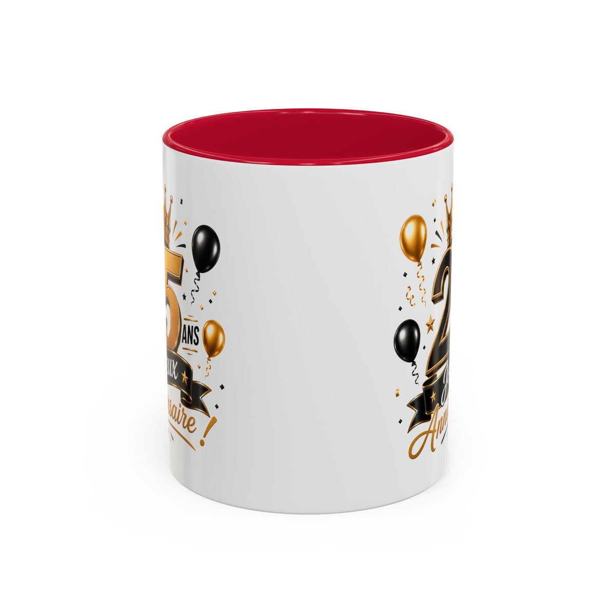 Mug Joyeux 25 Ans – Tasse Anniversaire 25 Ans – Cadeau Original pour Femme Homme – Idée Cadeau 25e Anniversaire Noir Bleu Rouge