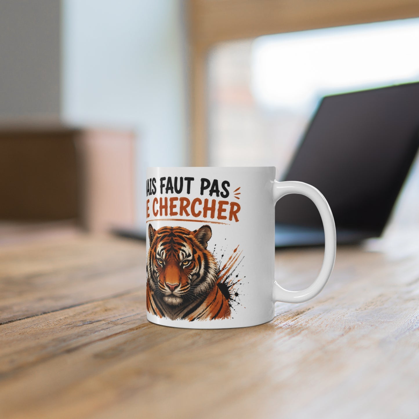 Tasse Je Suis Doux Comme Un Agneau Mais Faut Pas Me Chercher – Mug Humour Tigre Agneau – Cadeau Original Drôle 325ml