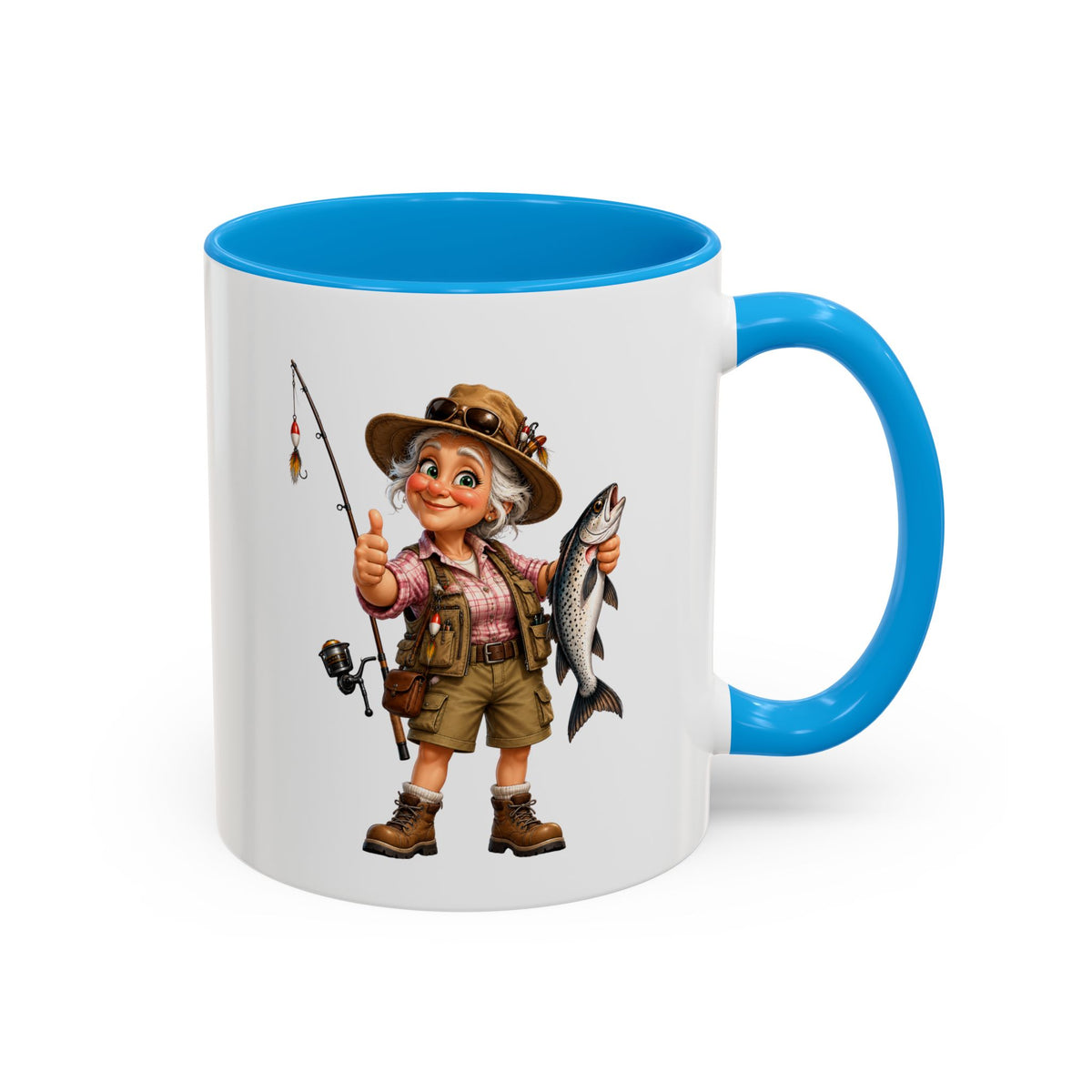 Mug Pêcheuse Femme – Tasse Passion Pêche avec Poisson – Cadeau Original Femme – Amatrice de Pêche
