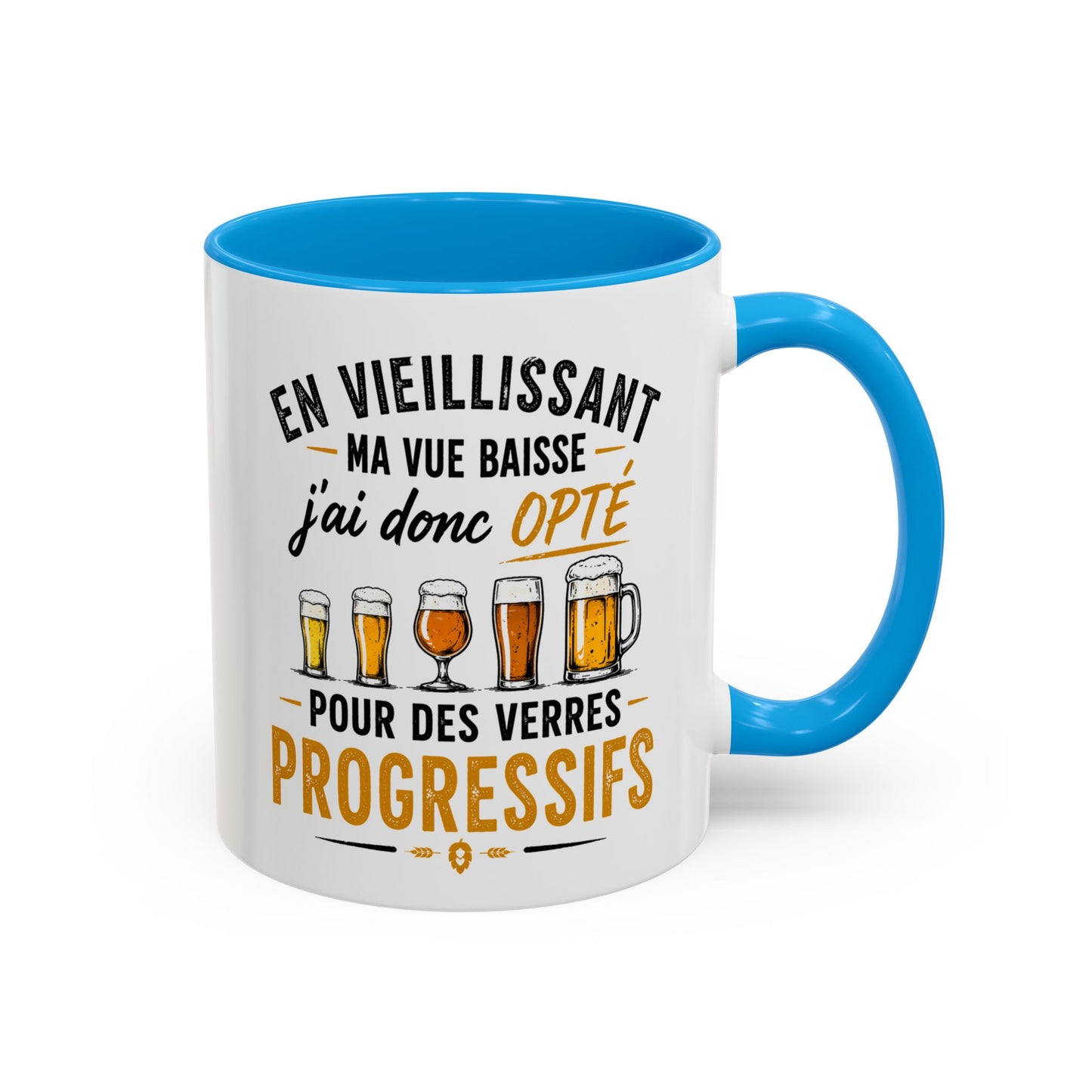 Mug Humour Bière et Vieillesse – En Vieillissant J’Avance à Mon Rythme Opté Houblon Progressif – Cadeau Drôle 325ml