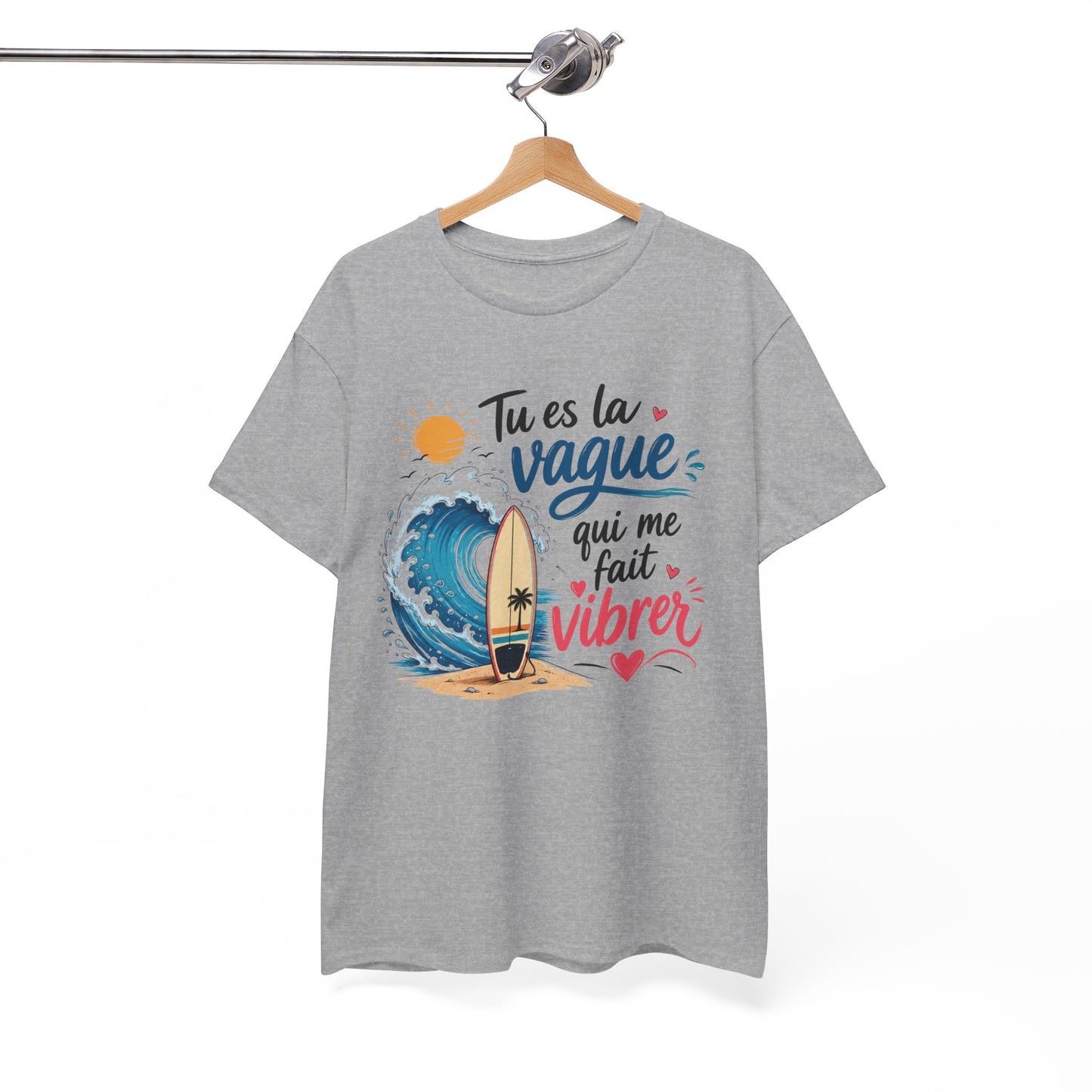 Tee-Shirt Tu Es la Vague Qui Me Fait Vibrer – Cadeau Amour Couple Surf Océan Plage – Tee-Shirt Homme Femme Romantique