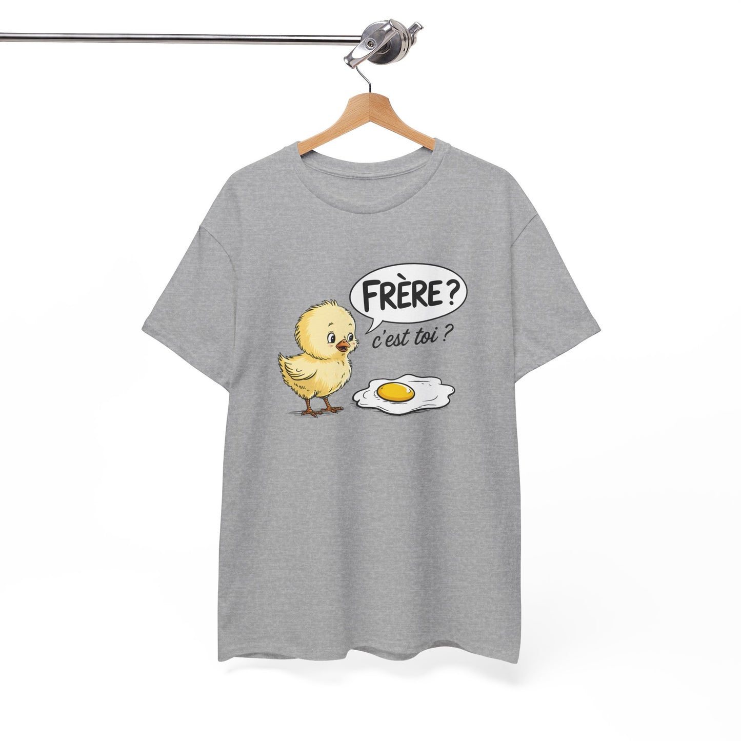 T-Shirt Humoristique Poussin Homme Femme – Tee Shirt Drôle Jeu de Mot Œuf Frère – Cadeau Fun Noir Blanc Gris