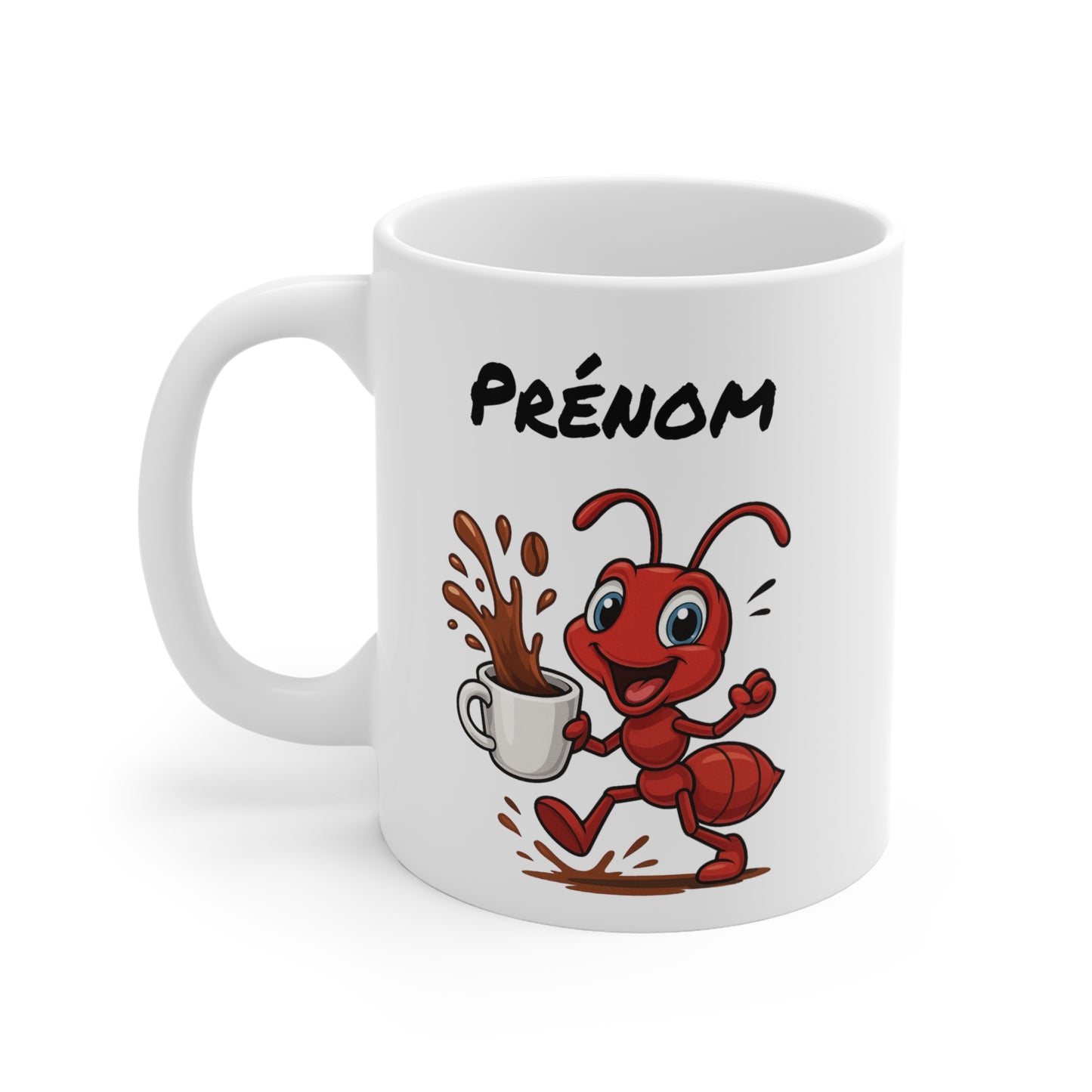Tasse Personnalisable Fourmi Café – Mug Prénom Insecte Cartoon Céramique 325ml – Cadeau Original