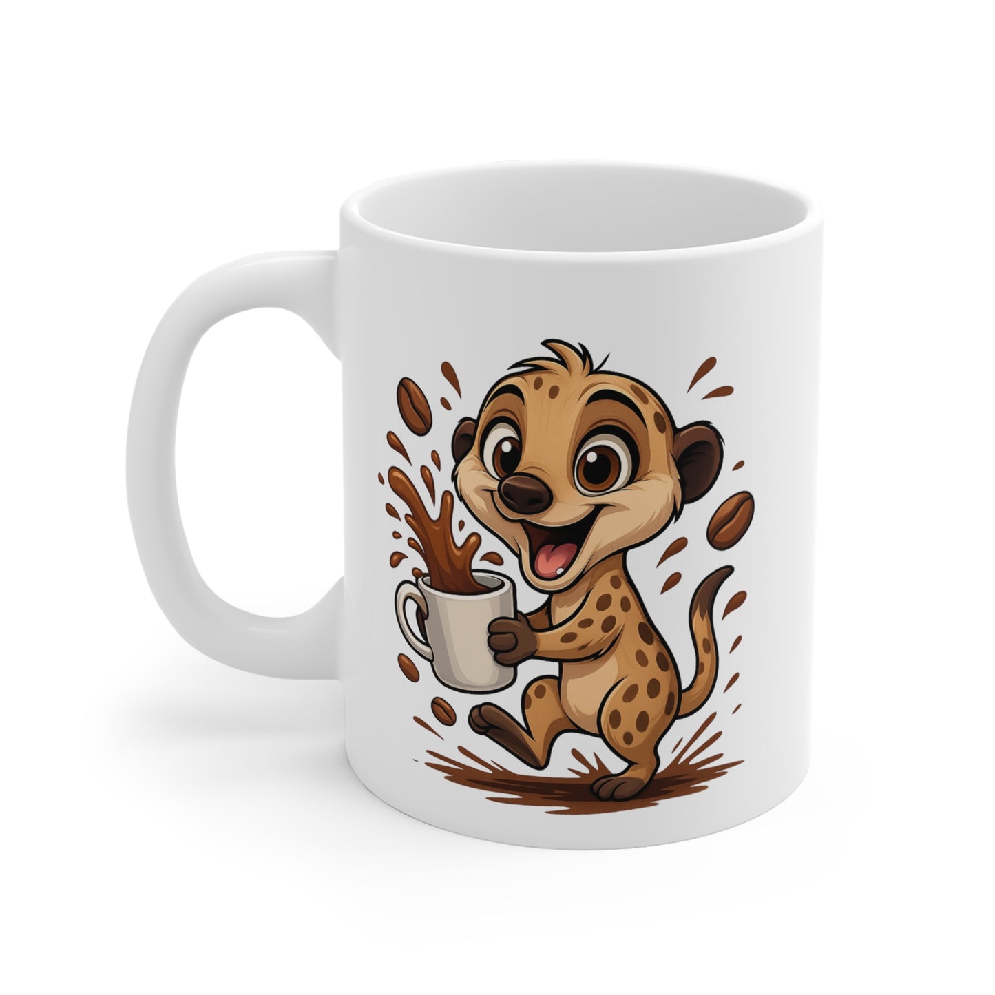 Tasse Suricate Café – Mug Animal Cartoon Rigolo Céramique 325ml – Cadeau Original et Mignon