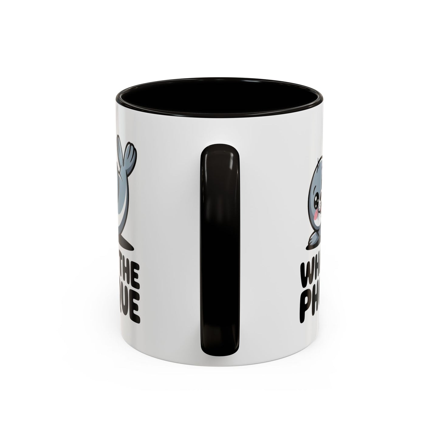 Tasse Phoque Drôle “What the Phoque” – Mug Humour Animal Mignon – Cadeau Original Fun Noir Bleu Rouge 325ml