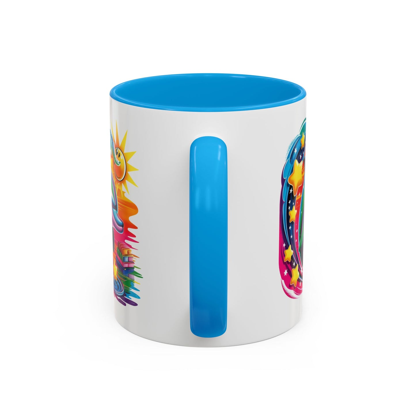 Mug Dauphin Multicolore – Tasse Design Fantaisie Océan Soleil et Étoiles – Cadeau Original 325ml