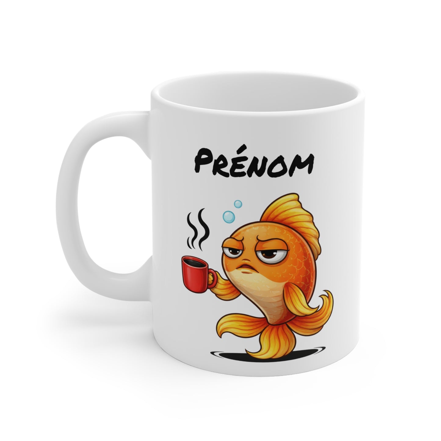 Mug Poisson Rouge Fatigué Personnalisable 325ml – Tasse Café Humour Animal Mignon Drôle Réveil Difficile Cadeau Original