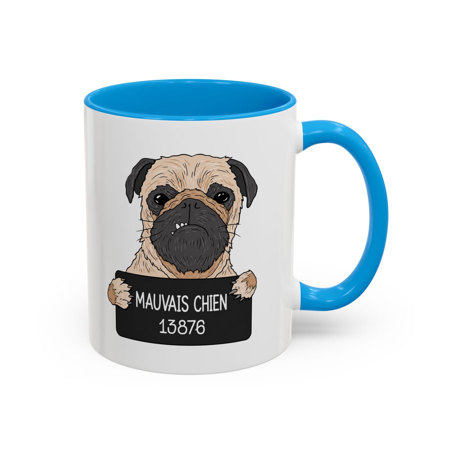 Mug Carlin Humoristique – Tasse Originale pour Propriétaire d’Animal – Idée Cadeau Drôle Homme et Femme – 325 ml Noir Bleu Rouge