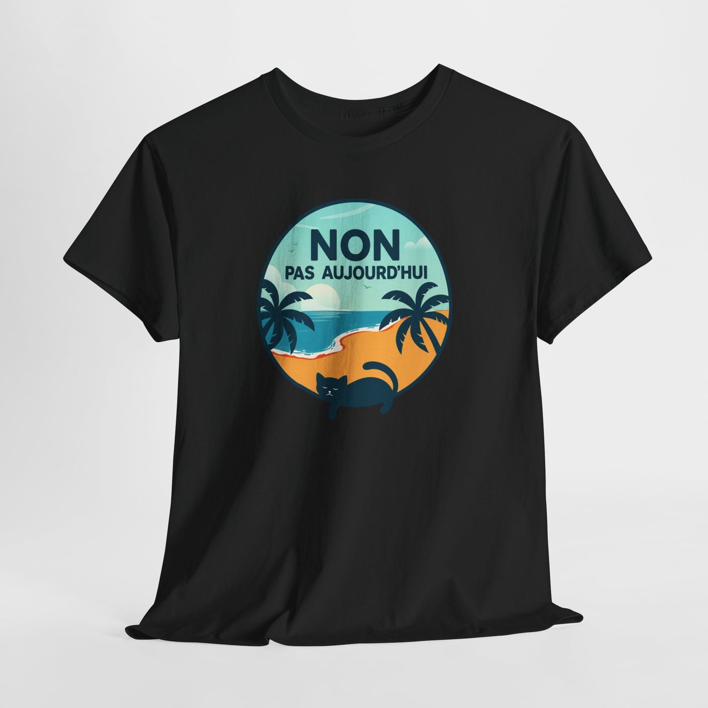 Tee Shirt Chat Homme Femme – Humour Vacances Plage et Farniente – Idée Cadeau Amoureux des Chats Passion Félin