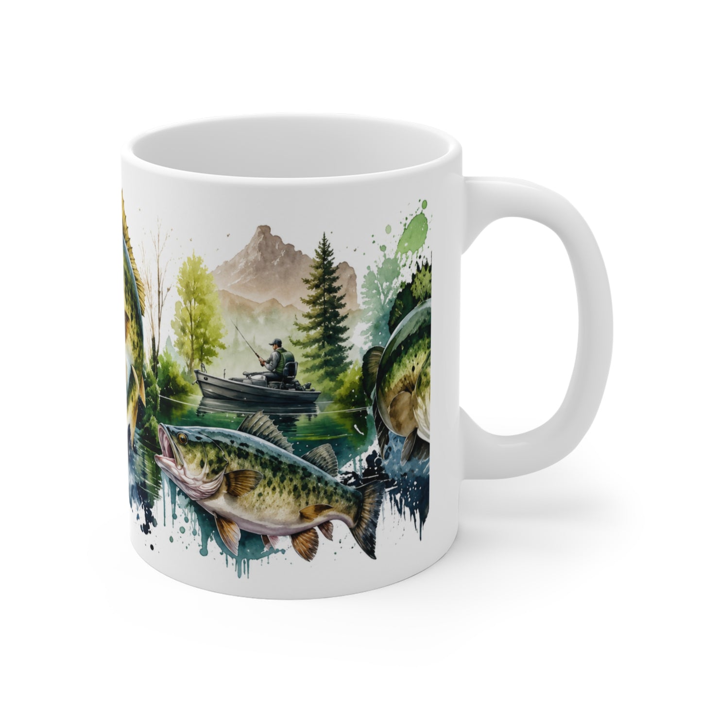 Tasse Pêche Black Bass – Mug Passion Pêcheur et Lac Nature – Cadeau Homme Femme Pêche 325ml
