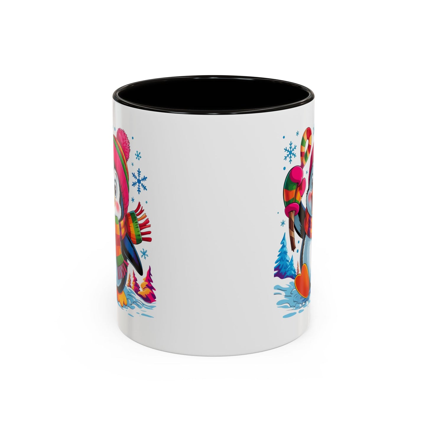 Mug Pingouin Mignon Hiver – Tasse Animaux Kawaii Neige – Cadeau Noël Fun et Coloré – Céramique 325ml