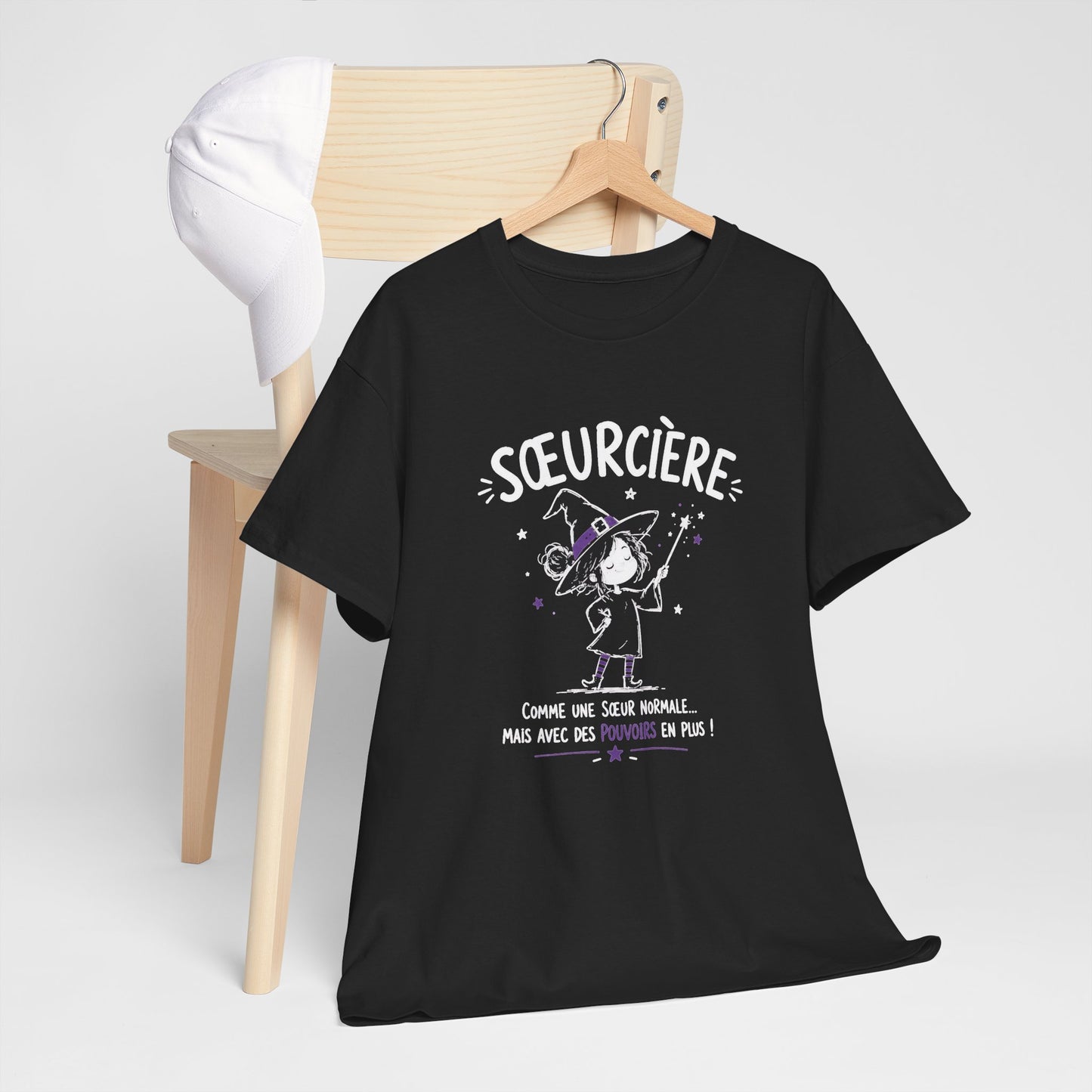 Tee Shirt Sœur Femme – Sœurcière Comme une Sœur Normale Mais Avec des Pouvoirs en Plus – T-Shirt Humour Cadeau Original
