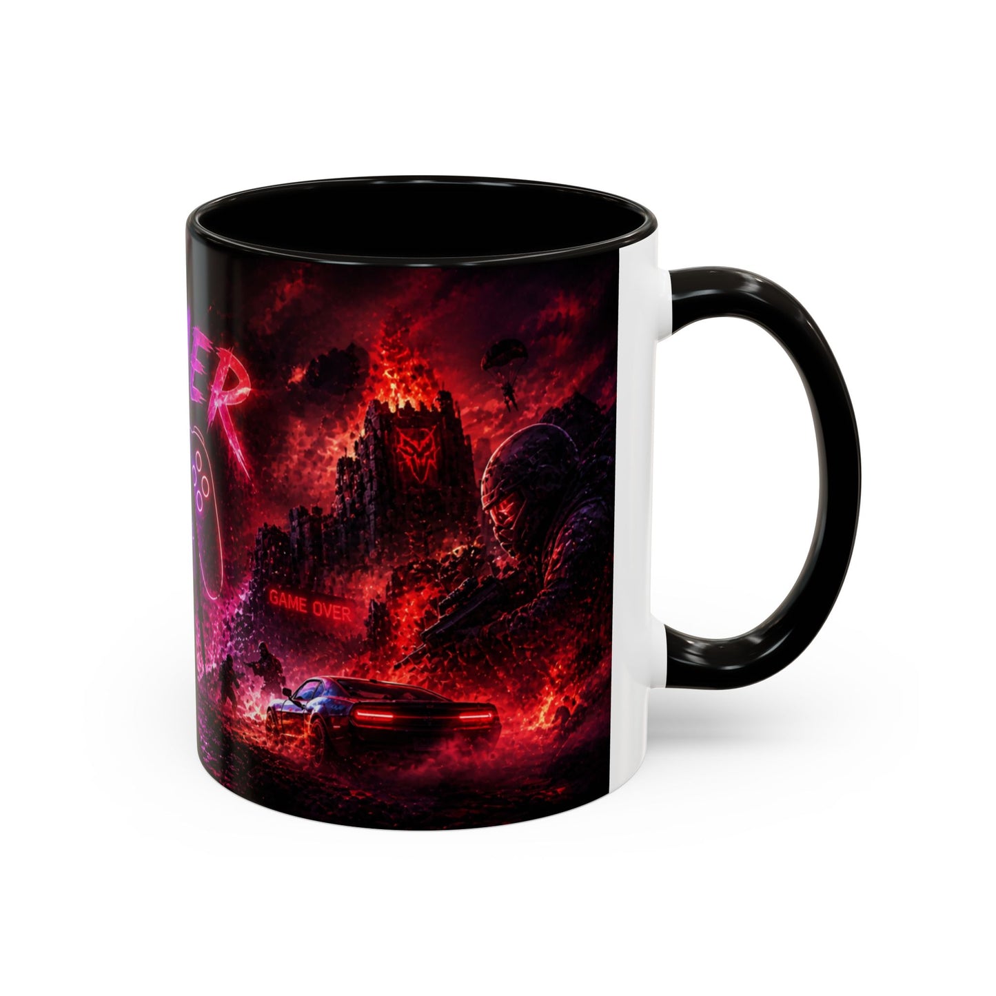 Tasse Gamer Néon Futuriste – Mug Jeux Vidéo Manette et Univers Gaming – Design Arcade Coloré – Céramique 325ml