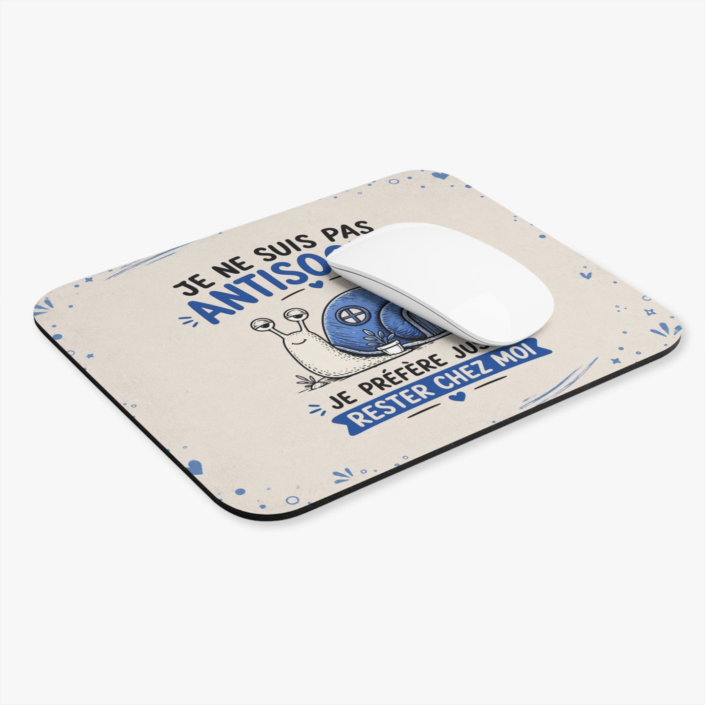 Tapis de Souris 22x18cm Humour Escargot Je Ne Suis Pas Antisocial Cadeau Homme Femme Bureau Télétravail