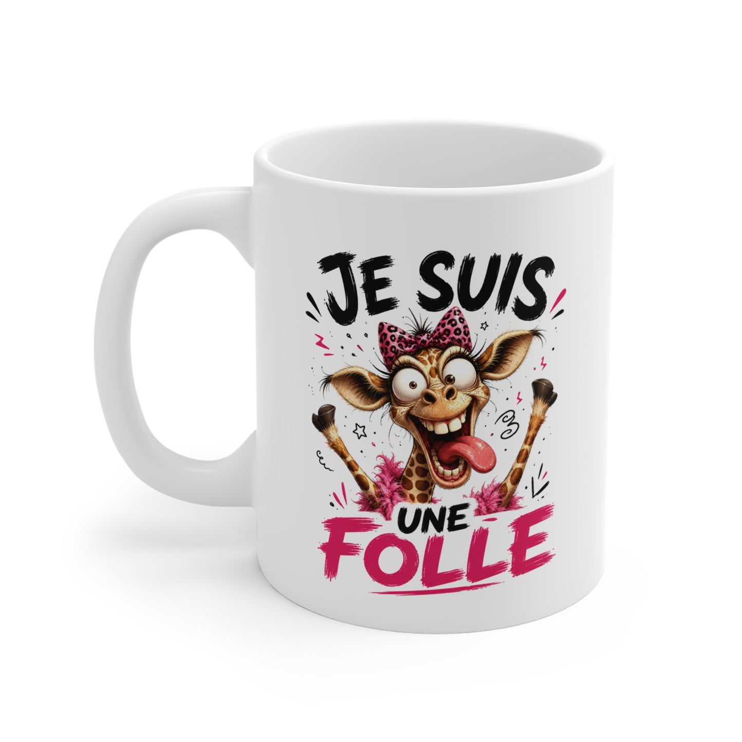 Tasse Je Suis Une Folle – Mug Humour Femme avec Girafe Délirante – Cadeau Drôle Femme 325ml