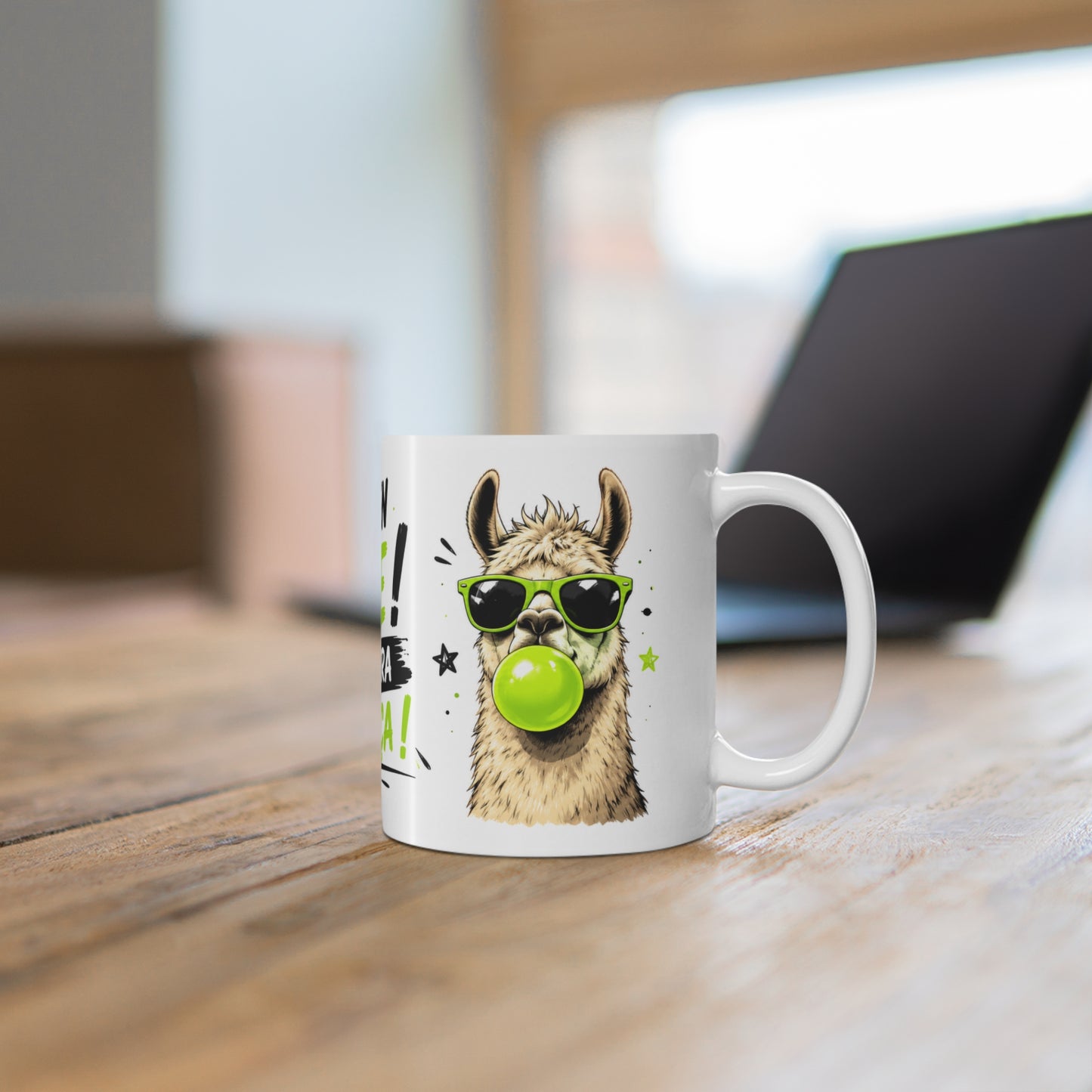 Tasse Humour Je M’en Fiche Ça Restera Comme Ça – Mug Lama Rigolo Lunettes Fluo – Cadeau Homme Femme 325ml