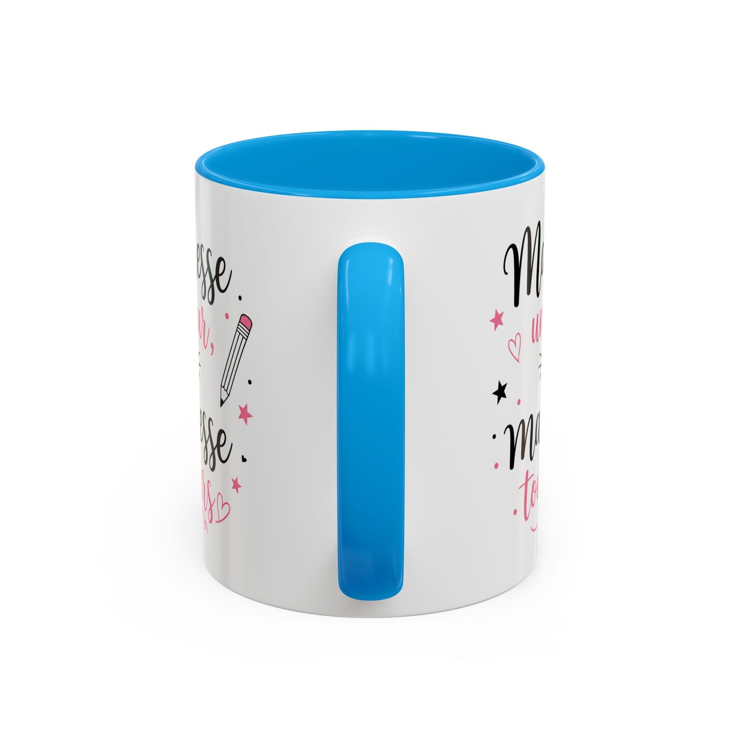 Tasse Maîtresse Un Jour Maîtresse Toujours – Mug Remerciement Enseignante École Primaire – Cadeau Fin d’Année 325ml Noir Bleu Rouge