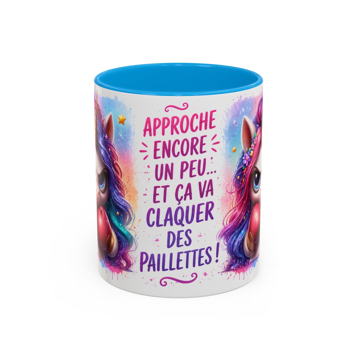 Tasse Licorne Humoristique – Mug “Approche Encore Un Peu” – Cadeau Fun Femme Fille 325ml