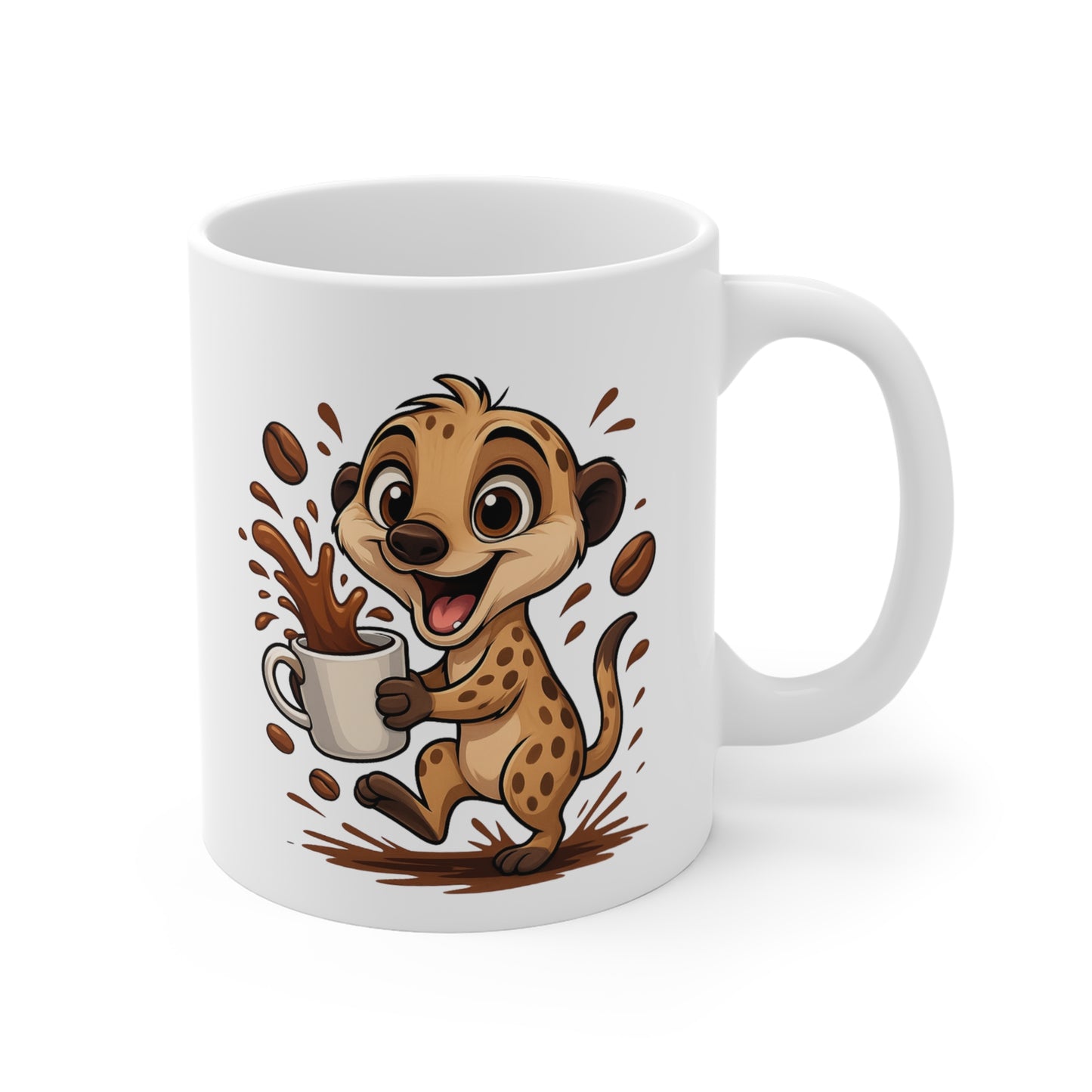 Tasse Suricate Café – Mug Animal Cartoon Rigolo Céramique 325ml – Cadeau Original et Mignon