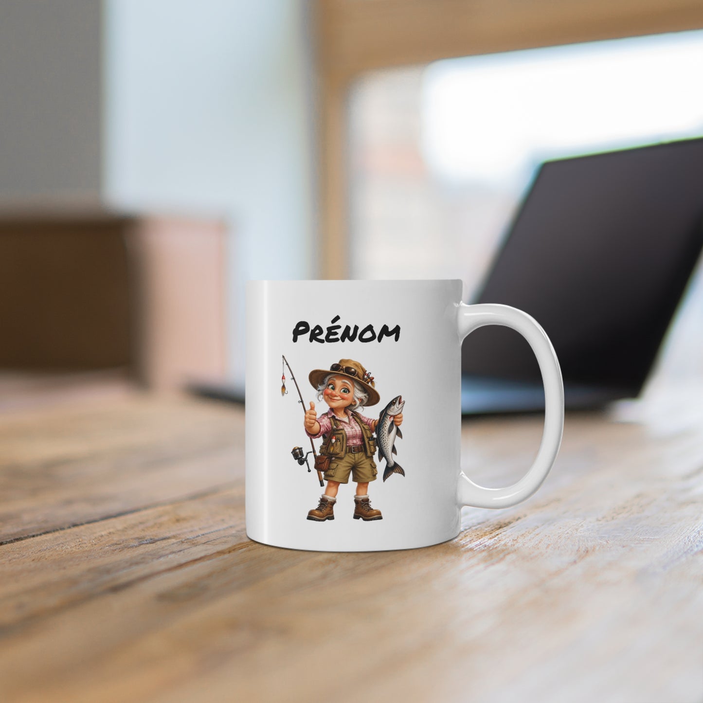 Mug Pêcheuse Personnalisable avec Prénom – Femme – Tasse Passion Pêche – Cadeau Original Personnalisé pour Pêcheuse
