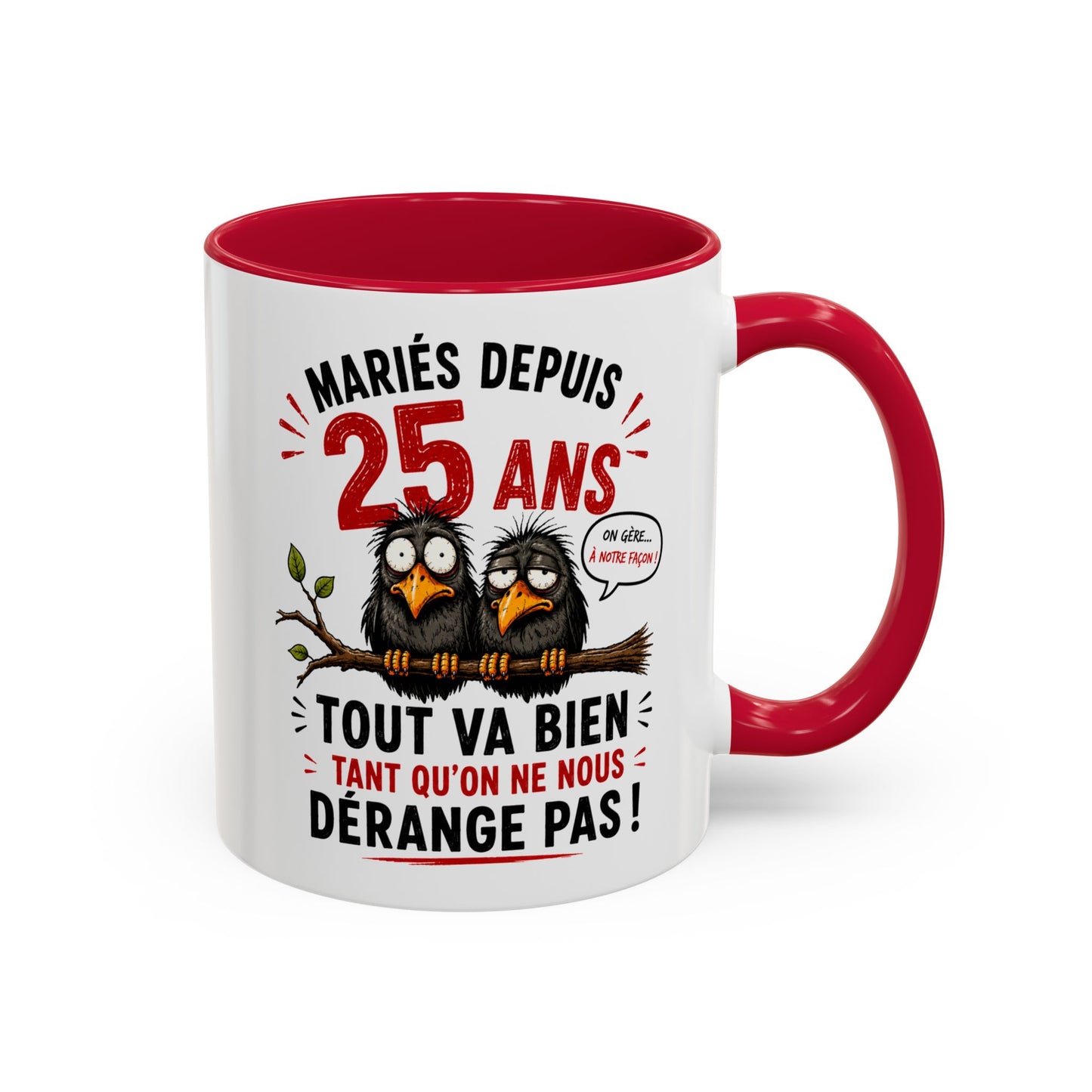 Tasse Mariés Depuis 25 Ans – Mug Humour Anniversaire de Mariage Homme Femme – Cadeau Couple 25 Ans de Mariage 325 ml