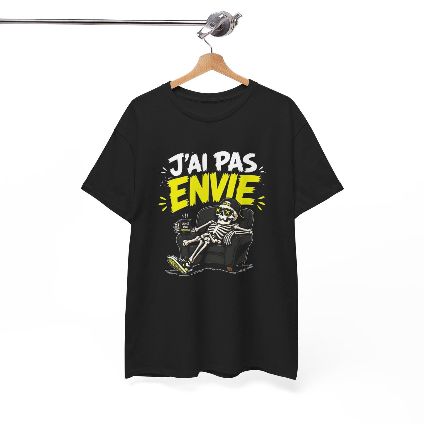 T-Shirt Humour J’ai Pas Envie – Tee Shirt Drôle Adulte Flemme Fatigue Travail Canapé Citation Fun Cadeau Collègue Homme Femme