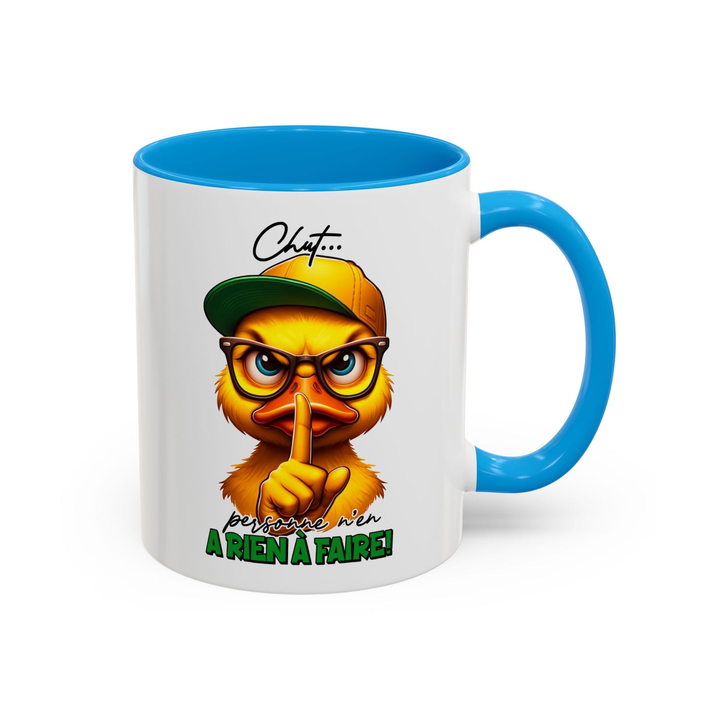 Tasse Chut Personne N’a Rien À Faire – Mug Canard Humour Drôle Cartoon – Cadeau Fun 325ml