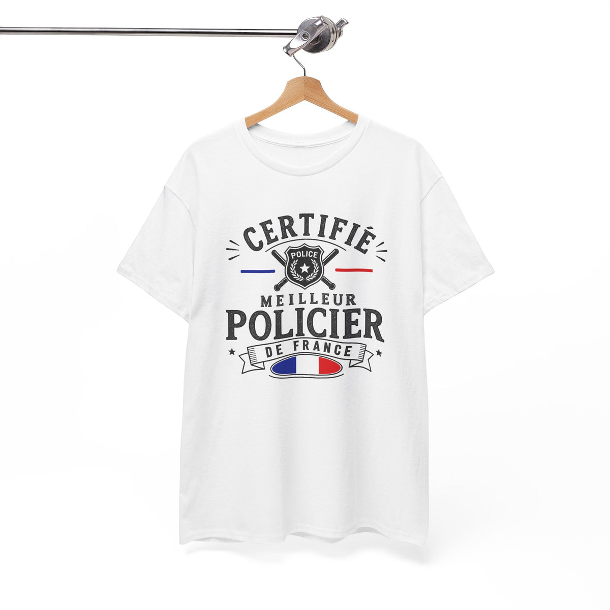 Tee Shirt Policier Homme – Certifié Meilleur Policier de France – T-Shirt Métier Police Cadeau Original Homme