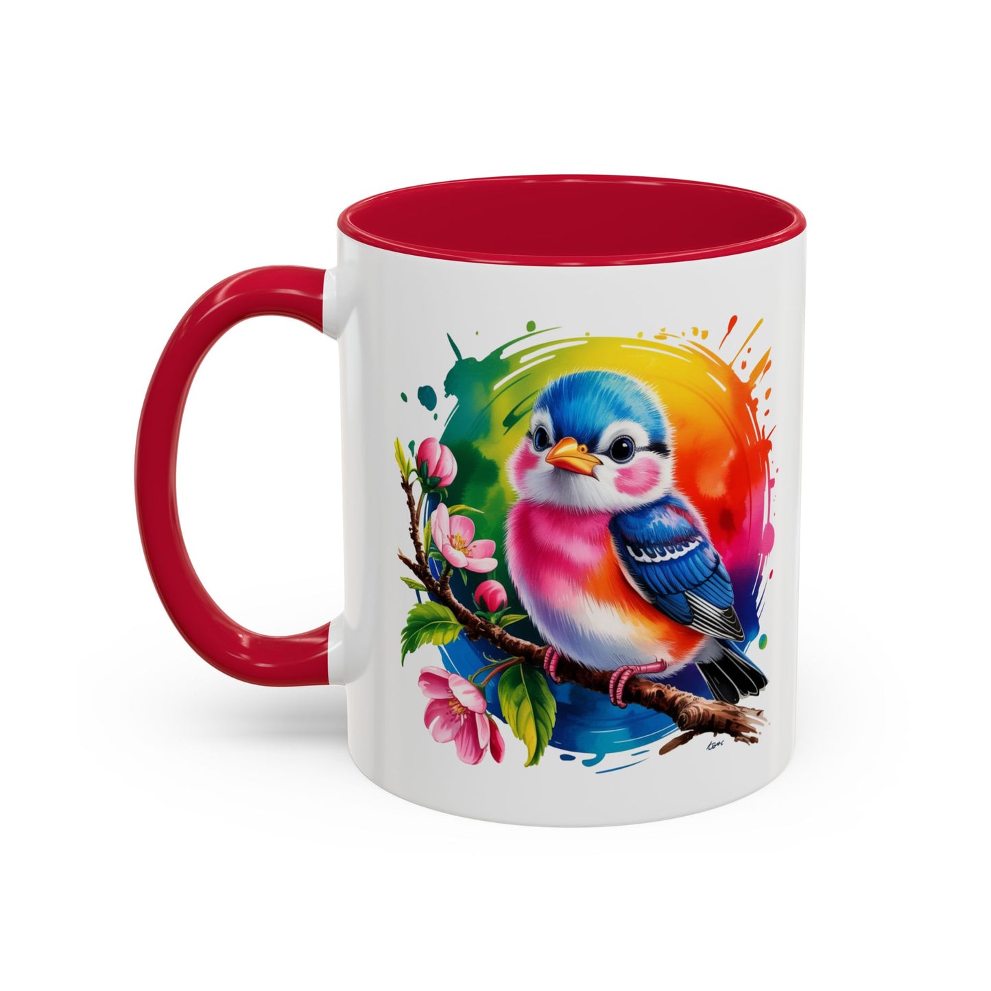 Mug Oiseau Multicolore – Tasse Design Artistique Oiseau et Fleurs Nature – Cadeau Original 325ml