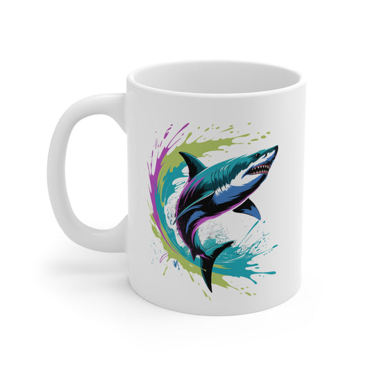 Tasse Requin Colorée – Mug Océan Graphique – Cadeau Animal Marin Surf 325ml