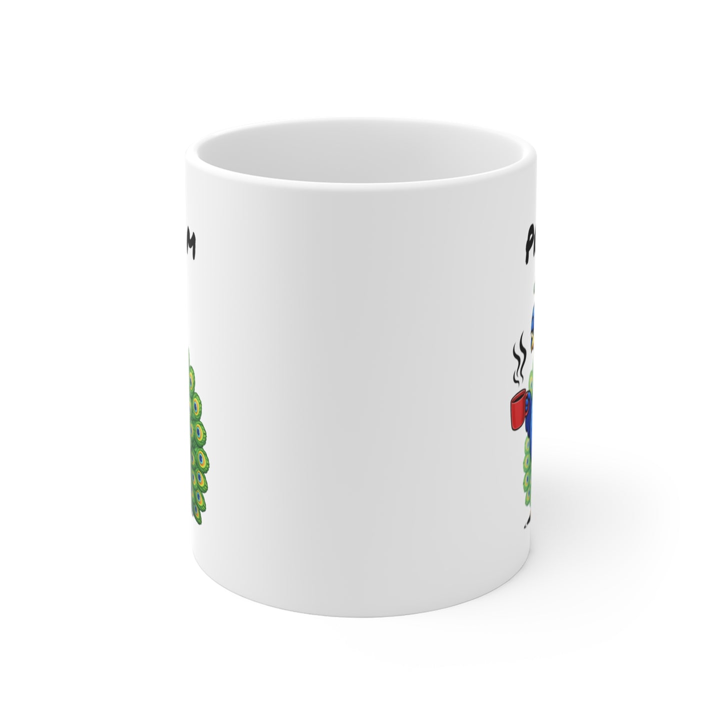 Tasse Paon Fatigué avec Café – Mug Animal Coloré et Humour – Illustration Oiseau Mignon 325ml – Idée Cadeau Originale