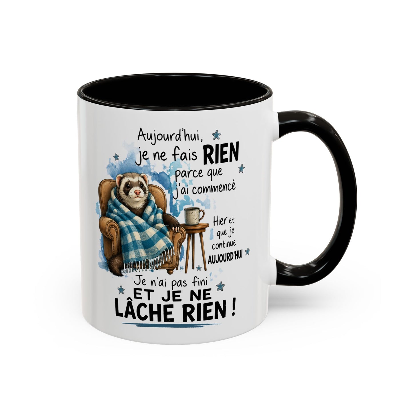 Tasse Furet Homme et Femme – Mug Humour Fatigue Paresse Repos – Cadeau Original Amusant pour Collègue Ami 325 ml