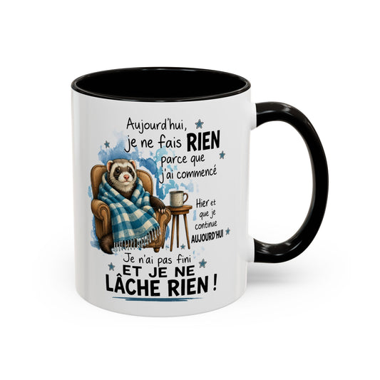 Tasse Furet Homme et Femme – Mug Humour Fatigue Paresse Repos – Cadeau Original Amusant pour Collègue Ami 325 ml