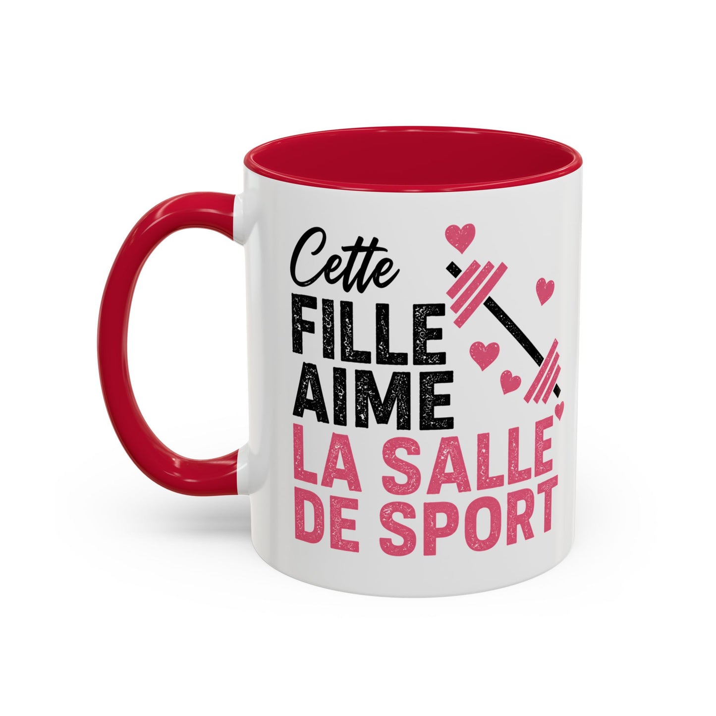 Mug Femme Fitness – Tasse Musculation Haltères – Cadeau Original Sportive, Gym Entraînement Bodybuilding Noir Bleu Rouge
