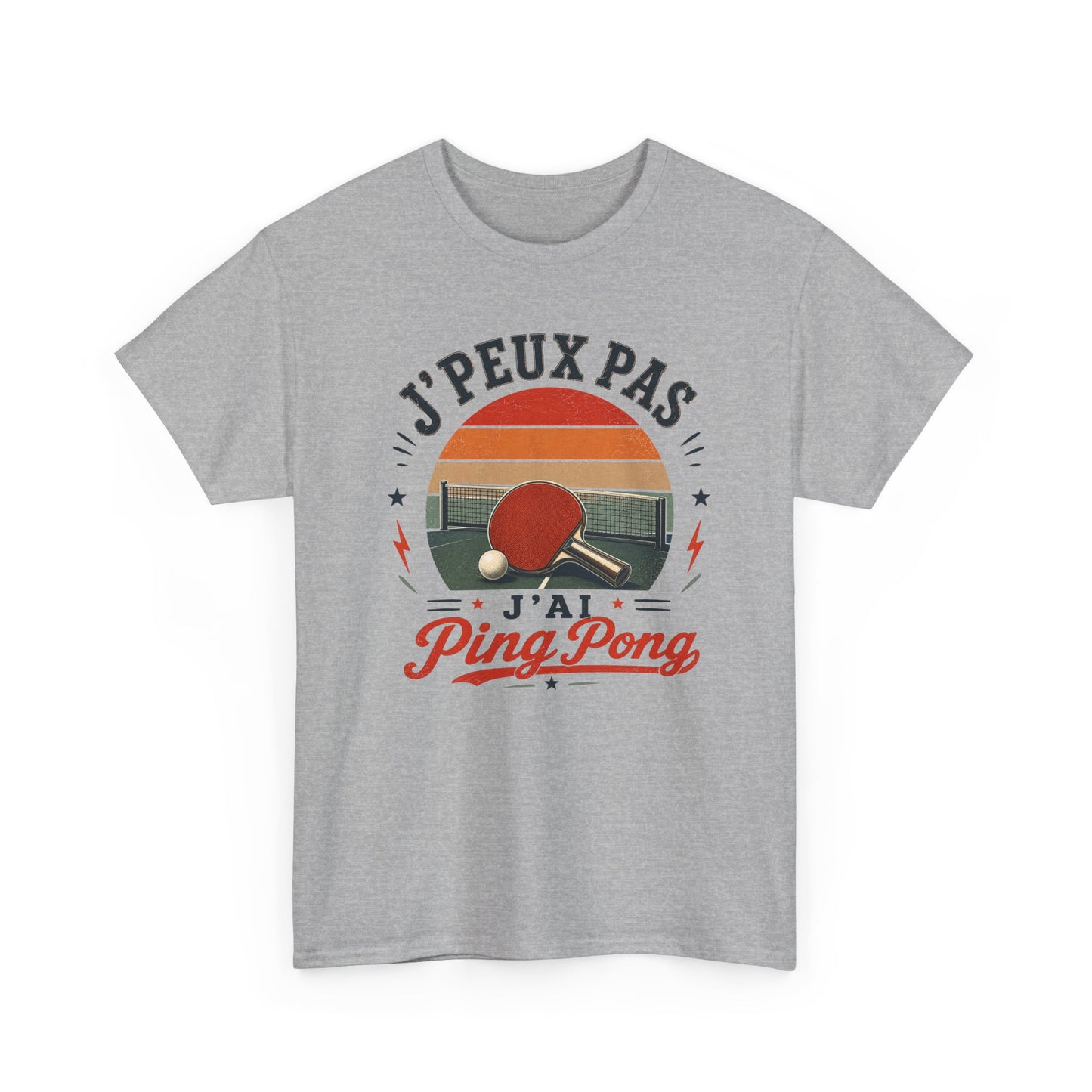 T-Shirt Ping Pong Homme Femme – J’Peux Pas J’Ai Ping Pong – Tee Shirt Tennis de Table Vintage Pongiste Raquette Balle Club Sport Cadeau Passion Tennis de Table