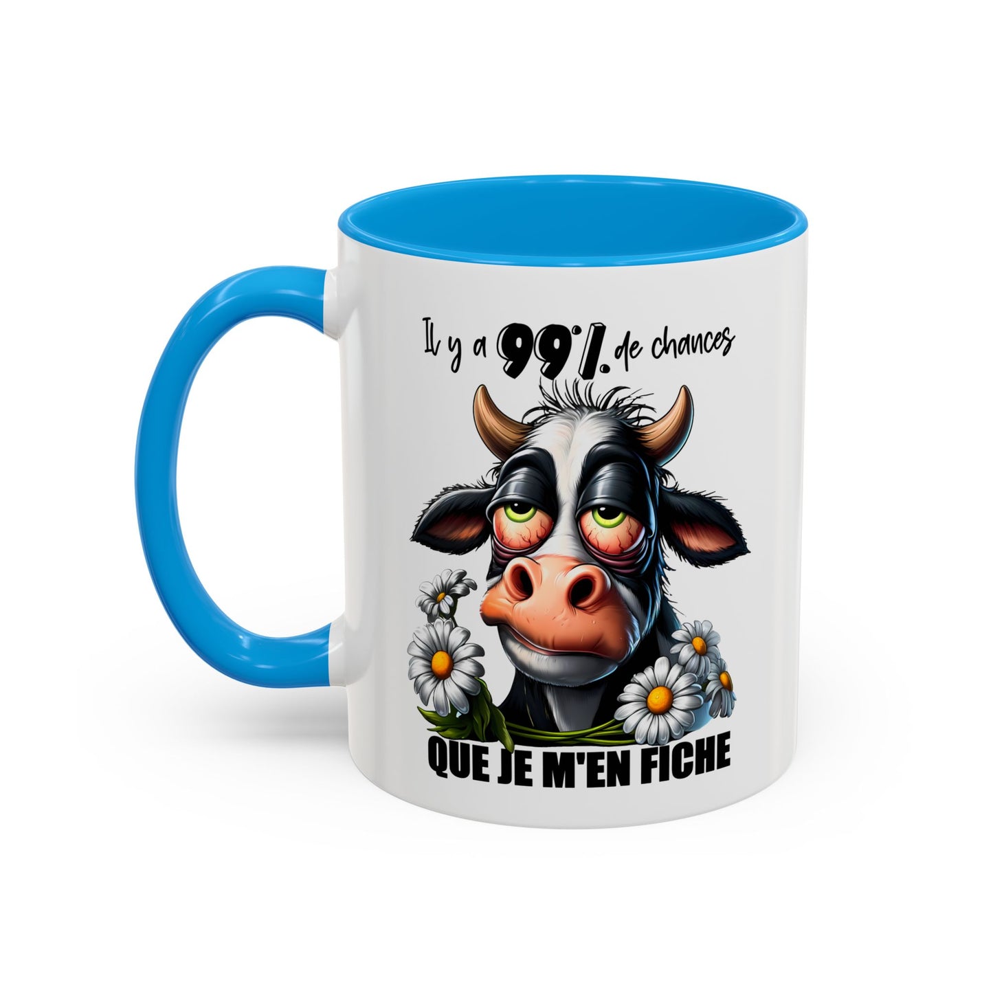 Tasse Il Y A 99% De Chances Que Je M’En Fiche – Mug Humour Vache Drôle Sarcastique 325ml