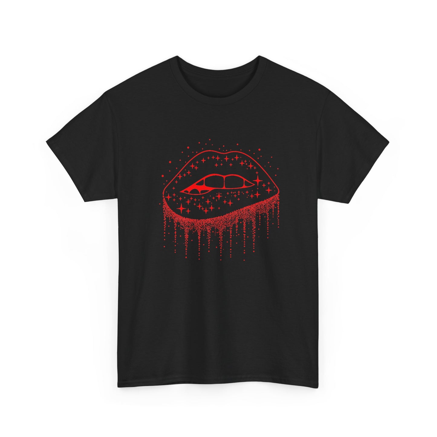 Tee Shirt Femme Lèvres Rouges Glamour Bouche Scintillante Brillante Style Féminin Élégant Original Cadeau